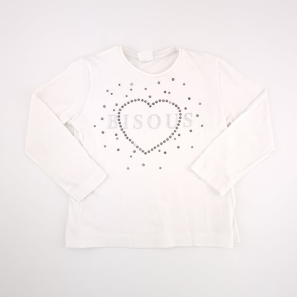 6-7Y Girls White Bisous Shirt - Zara