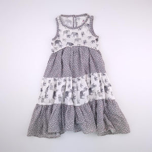 3-4Y Girls Grey With Elephant Dress - Fresh Produce