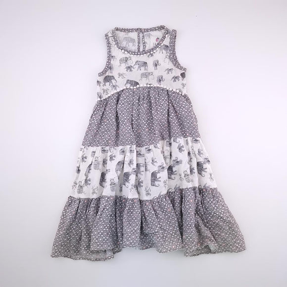 3-4Y Girls Grey With Elephant Dress - Fresh Produce