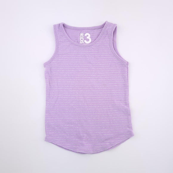 3-4Y Girls Purple With Silver Stripes Top - Cotton On
