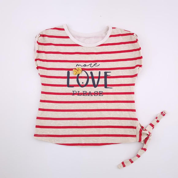 2-3Y Girls White With Red Stripes More Love Shirt - Woolworths