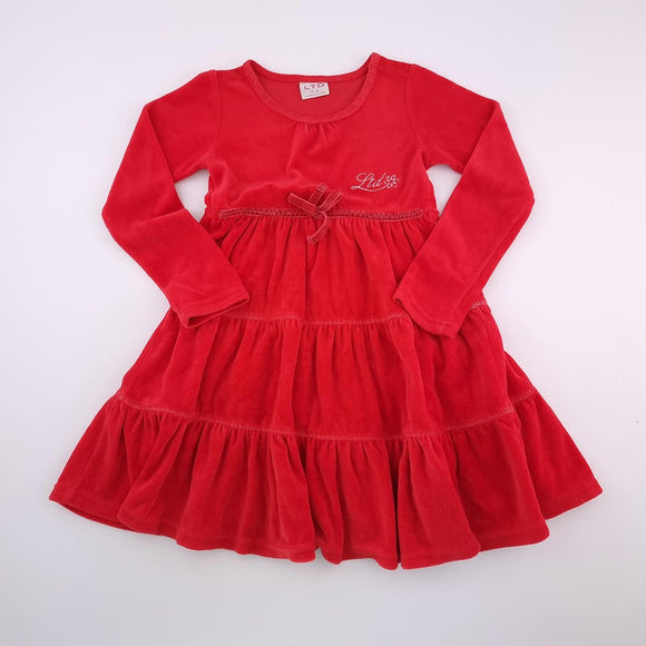 5-6Y Girls Red Velvet Dress - LTD