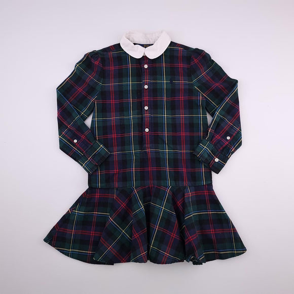 5-6Y Girls Green And Red Block Dress - Polo
