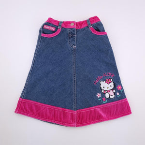 5-6Y Girls Denim With Pink Trim Skirt - Hello Kitty