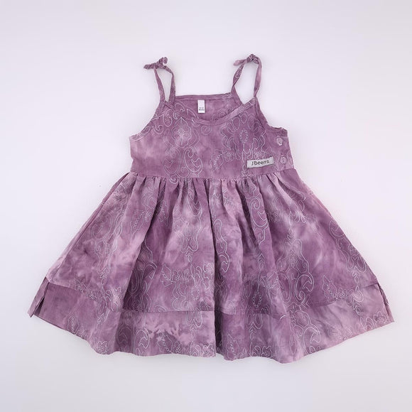 6-12M Girls Purple With White Flowers Dress - Jbeenz