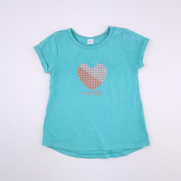18-24M Girls Green With Glitter Heart Shirt - Naartjie