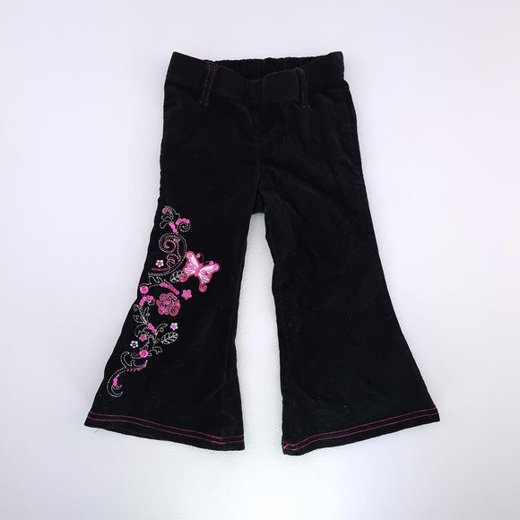 1-2Y Girls Black Bell Bottom Corduroy Pants - Woolworths