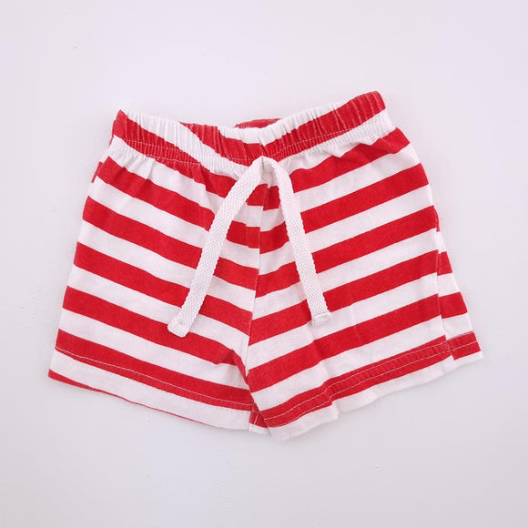 0-3M Boys White And Red Stripe Shorts - No Brand