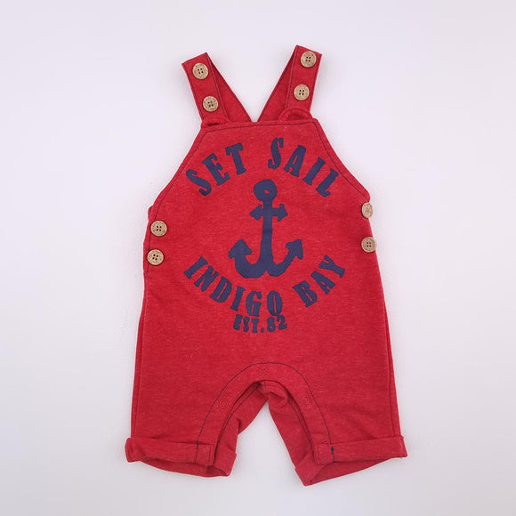 0-3M Boys Red Set Sail Dungaree - Clicks