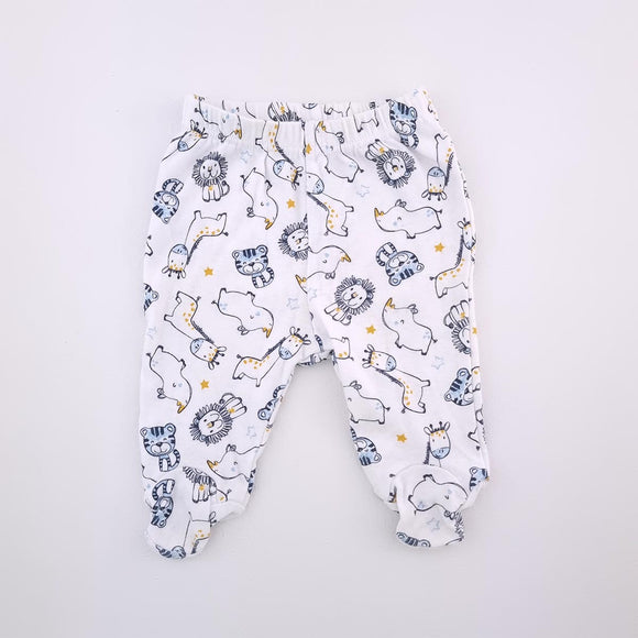 3-6M Boys White With Blue Dinosaurs Leggings - Ackermans