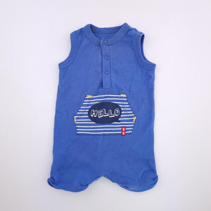 0-3M Boys Blue Hello Romper - Little Legend