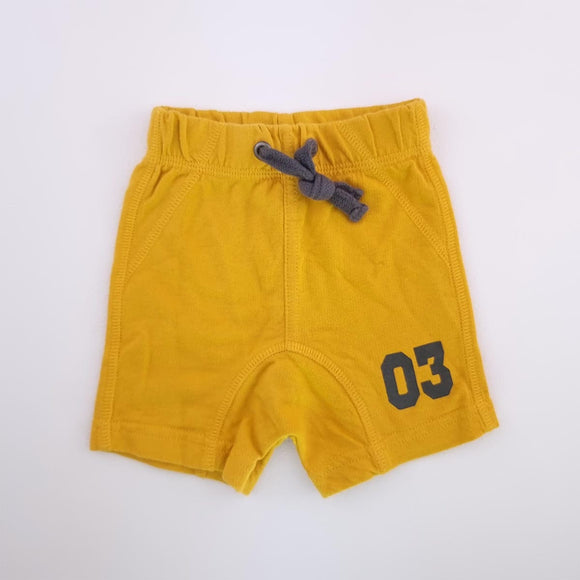 0-3M Boys Mustard With Grey Drawstring Shorts - Woolworths