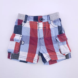 0-3M Boys Red and Blue Block Shorts - Ackermans