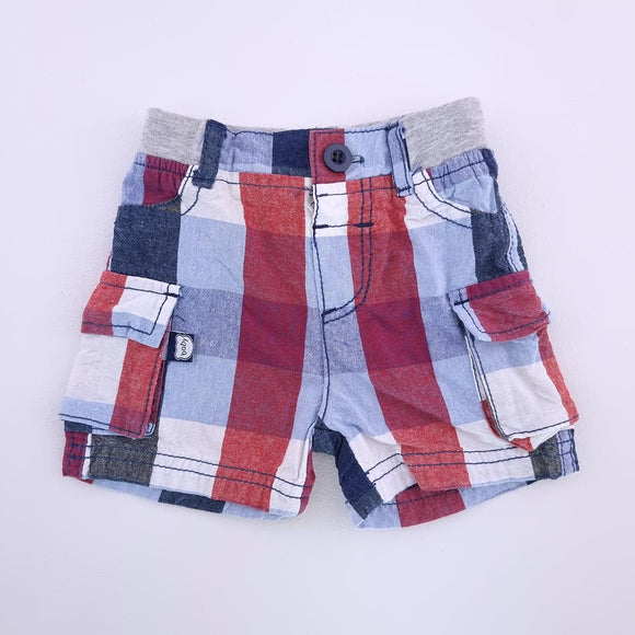 0-3M Boys Red and Blue Block Shorts - Ackermans