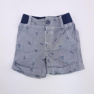 0-3M Boys White And Blue Stripe With Anchor Stripes Shorts - Ackermans