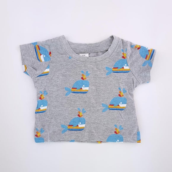 0-3M Boys Grey With Whales Sleep Top - Tiny Tots
