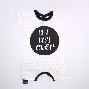 <b><span style="background-color: #ee1f44"><font color="white">&nbsp;*NEW*&nbsp;</font></span></b> 0-3M Boys White With Beige Pattern Best Baby Romper - Woolworths