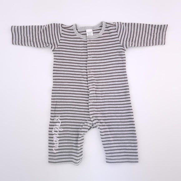 0-3M Boys Grey With Brown Stripes Onesie - Naartjie