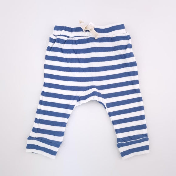 0-3M Boys White with Blue Stripes Leggings - Cotton On