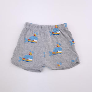 0-3M Boys Grey With Whales Sleep Shorts - Tiny Tots