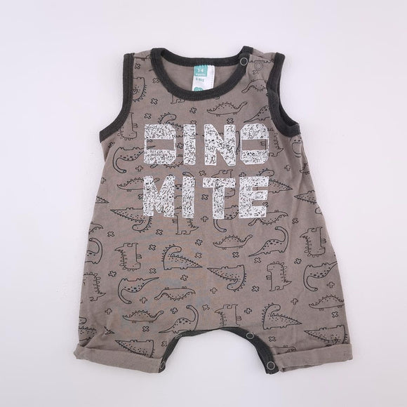 3-6M Boys Grey Dinomite Romper - Ackermans
