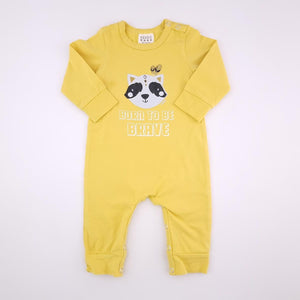 3-6M Boys Yellow Born to Be Brave Onesie - Keedo