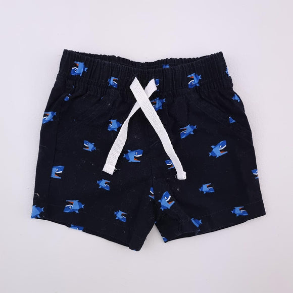 3-6M Boys Blue With Sharks Shorts - Jet