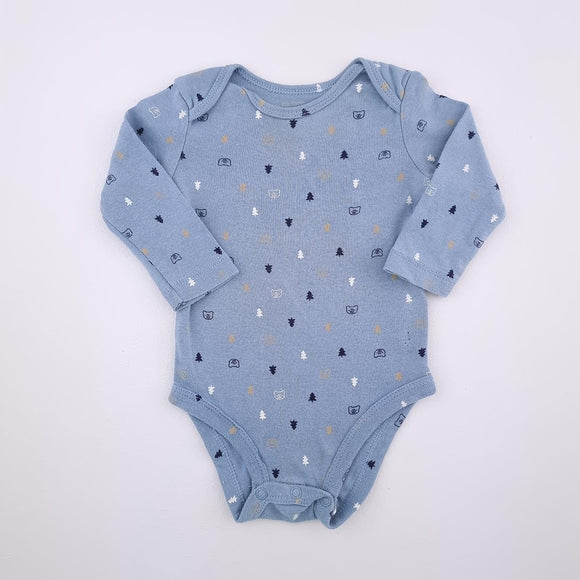 3-6M Boys Blue With Bears And Trees Onesie - Carters