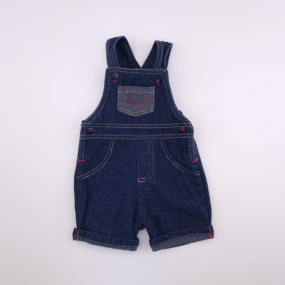 3-6M Boys Blue Denim With Red Stitch Dungaree - Woolworths