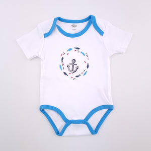 3-6M Boys Whites With Anchor Onesie - Mother's Choice