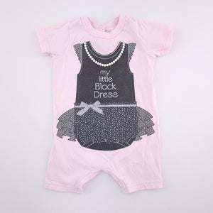 <b><span style="background-color: #FFC808"><font color="black">&nbsp;*PLAYGROUND*&nbsp;</font></span></b> 3-6M Girls Pink With Black Dress Romper - Woolworths