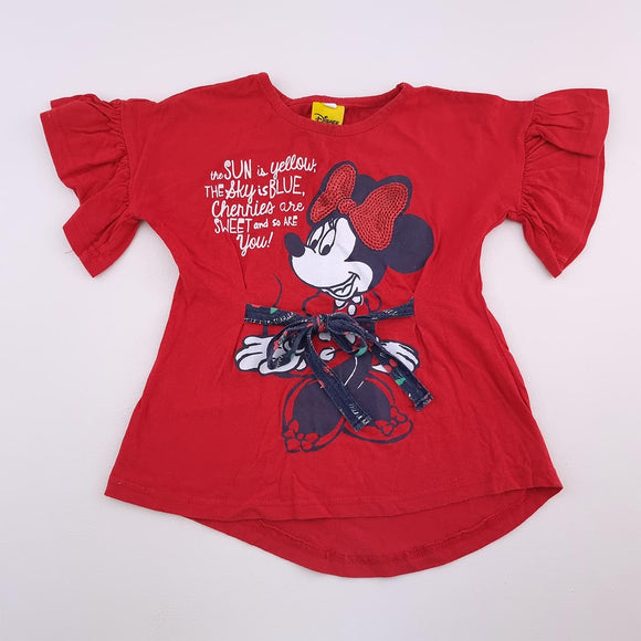 3-4Y Red Minni Mouse Shirt - Disney