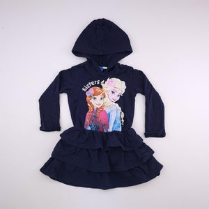 2-3Y Girls Blue Frozen Sisters Hoodie Dress - Disney