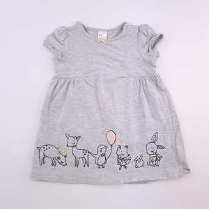 9-12M Grey With Woodland Creatures Dress - H&M
