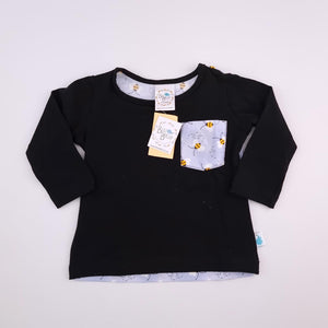 <b><span style="background-color: #ee1f44"><font color="white">&nbsp;*NEW*&nbsp;</font></span></b> 6-12M Girls Black With Bees And Pocket - Blu Belle