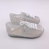 <b><span style="background-color: #ee1f44"><font color="white">&nbsp;*NEW*&nbsp;</font></span></b> Size 9 Silver Glitter Tekkies - Blu Belle
