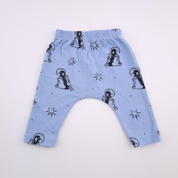 0-3M Boys Blue With Astronaut Penguins Leggings - Cotton On