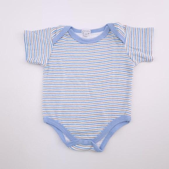 3-6M Boys White with Blue and Brown Stripes - Mother's Choice