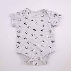 3-6M Unisex Grey with Pandas Onesie - Real Clothing