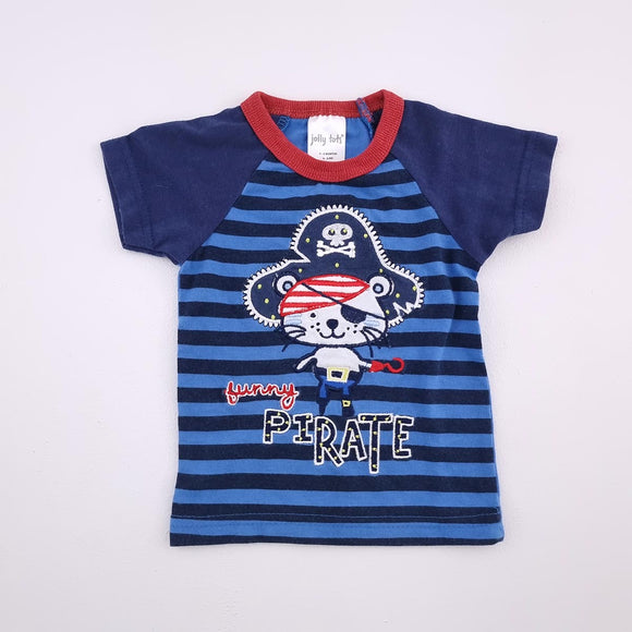 3-6M Boys Blue with Teddy Pirate Shirt - Tiny Tots