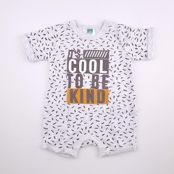 3-6M Boys Grey It's Cool To Be Kind Romper - Ackermans