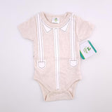 <b><span style="background-color: #ee1f44"><font color="white">&nbsp;*NEW*&nbsp;</font></span></b> 3-6M Boys Beige With Suspenders Onesie - Disney