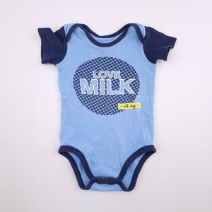 3-6M Boys Blue Love Milk Onesie - Woolworths