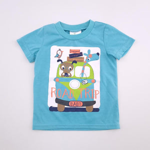 3-6M Boys Green Road Trip Shirt - Cuddlesome