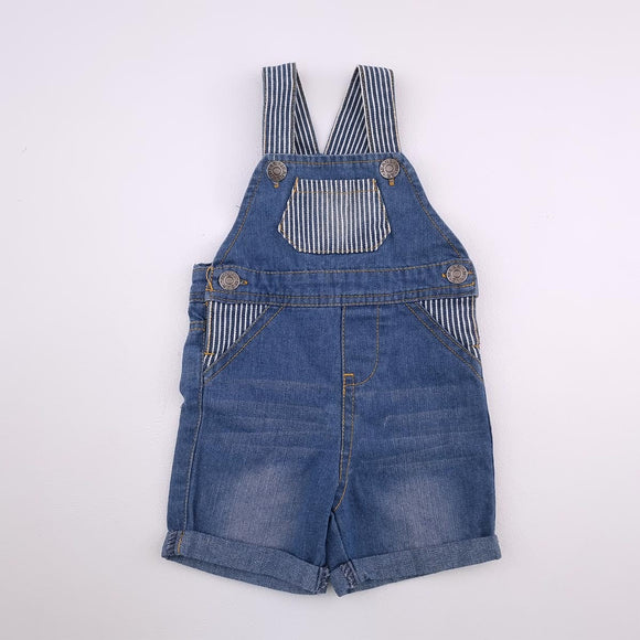 0-3M Boys Denim With White Stripes Dungaree - Ackermans