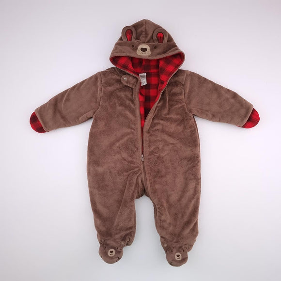6-9M Boys Brown Bear Fluffy Sleepsuit - Carters