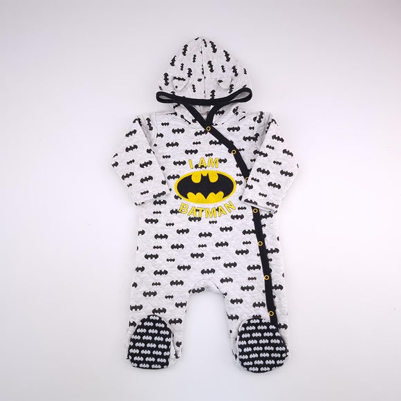 6-12M Boys Grey With Batman Sleep Suite - Batman