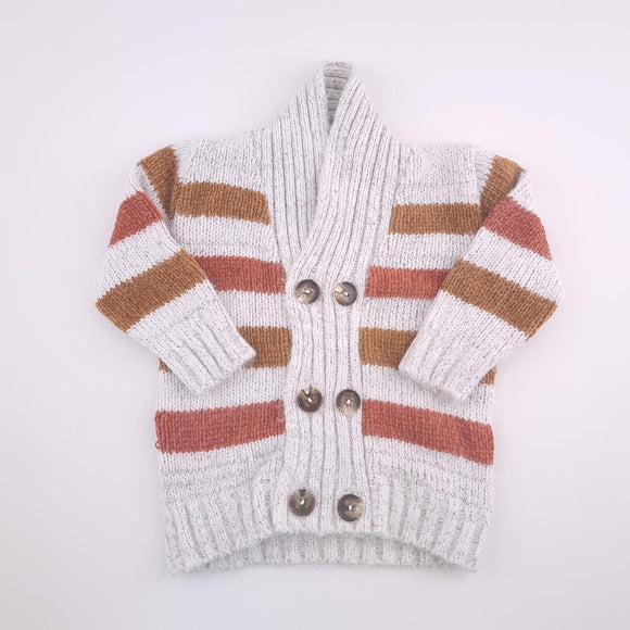 6-12M Boys Grey and Brown Knitted Cardigan - Ackermans