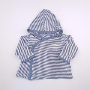 6-12M Boys White and Blue Stripes With Buttons Top - Woolworths