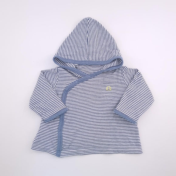 6-12M Boys White and Blue Stripes With Buttons Top - Woolworths